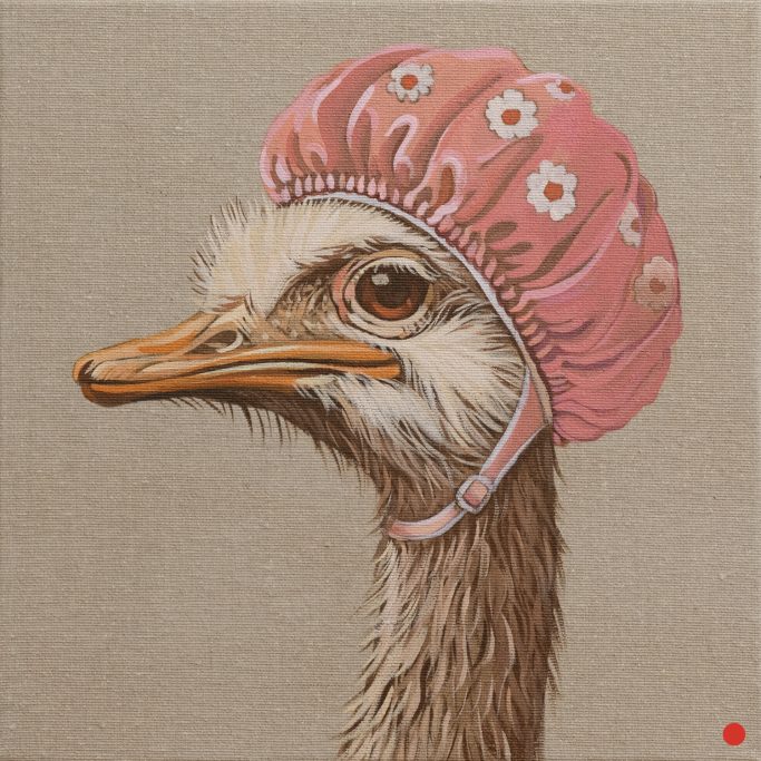 Nandu mit Badehaube