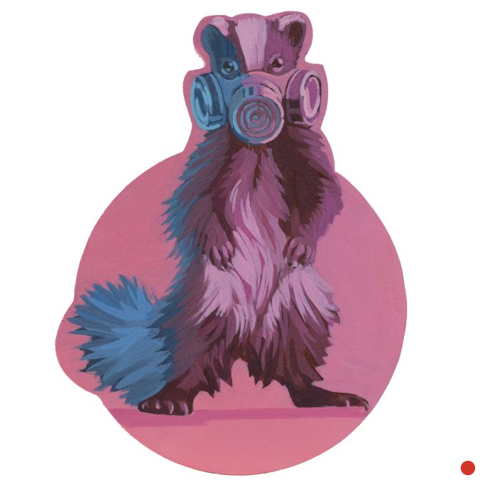 Stinktiermädchen mit Gasmaske